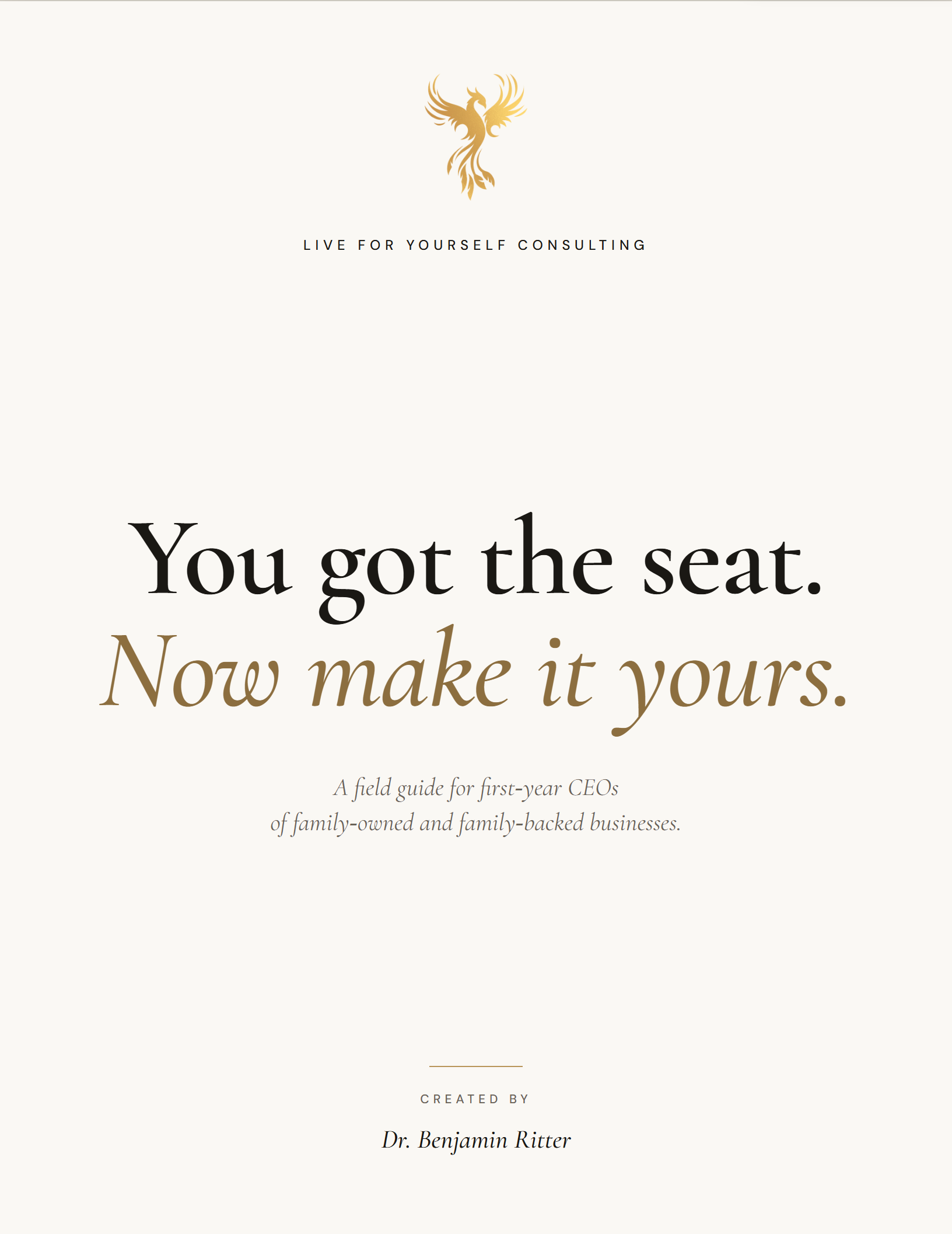 You Got The Seat — A Field Guide for First-Year Family Business CEOs by Dr. Benjamin Ritter